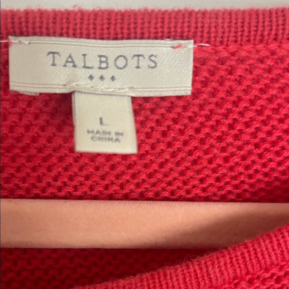 Talbots Vibrant Pinkish Red Crew Neck Sweater - Picture 2 of 4